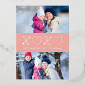 フォイルXs & Osバレンタインデー2フォトカード – ピーチ 箔招待状 (正面)