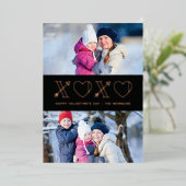 フォイルXs & Osバレンタインデー2フォトカード – 黒 箔招待状 (立ち正面)