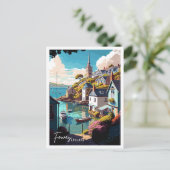 フォウィーイングランドアートヴィンテージ旅行イラストレーション ポストカード (スタンド正面)