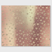 フォキエスターズムーン金ゴールドスカイピンクローズ赤面メタル ラッピングペーパー (フラット)