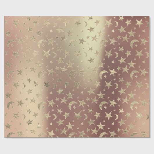 フォキエスターズムーン金ゴールドスカイピンクローズ赤面メタル ラッピングペーパー (フラット)