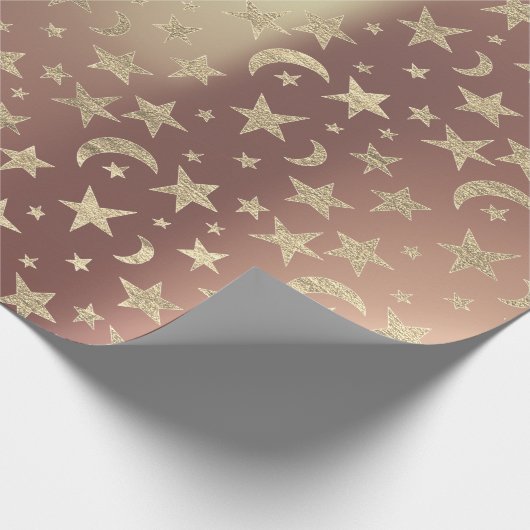 フォキエスターズムーン金ゴールドスカイピンクローズ赤面メタル ラッピングペーパー (角)