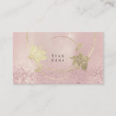 フォキエ金ゴールドバラピンク赤面パールフローラグリッター 名刺 (正面)