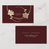 フォキエ金ゴールドバラブルガンディマルーンフローラグラム 名刺 (正面/裏面)