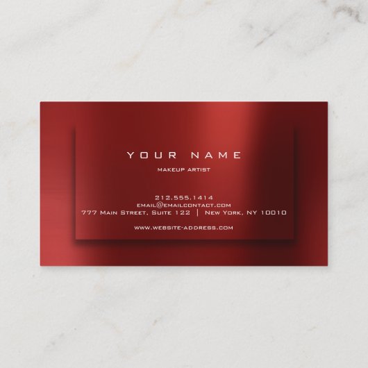 フォキエ金ゴールドブルゴーニュのタイポグラフメイクアップアーティスト3D 名刺 (裏面)