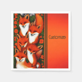 フォキシおもしろいオレンジ スタンダードカクテルナプキン