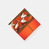 フォキシおもしろいオレンジ スタンダードカクテルナプキン (角)