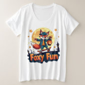 フォキシおもしろいハロウィンスケートティー プラスサイズTシャツ (デザイン正面)