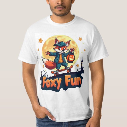 フォキシおもしろいハロウィンスケートティー Tシャツ (正面)