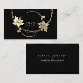 フォキシエ金ゴールドバラ白黒フローラグラム 名刺 (正面/裏面)