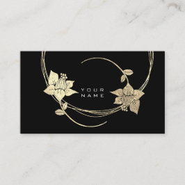 フォキシエ金ゴールドバラ白黒フローラグラム 名刺