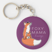 フォキシキツネママとベビーパーソナライズされた、 キーホルダー (正面)