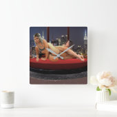 フォキシペントハウスレスリング スクエア壁時計 (ホーム)