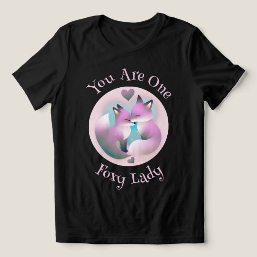 フォキシレディ | キツネカップルキスをするヴァレンティーンズブラック トライブレンドＴシャツ (デザイン正面)