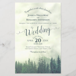 フォギーグリーンフォレストバジェット結婚式招待状