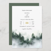 フォギーシーサイドグリーンウッドランドフォレストビーチ結婚式 招待状 (正面/裏面)