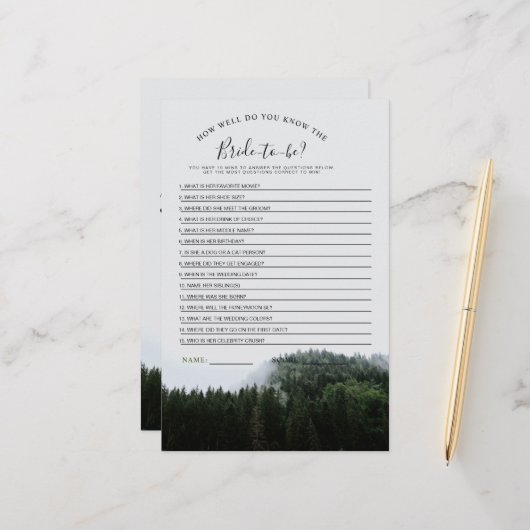 フォギーパインツリーズレインフォレストブライダルシャワーゲーム (正面/裏面インサイチュ)