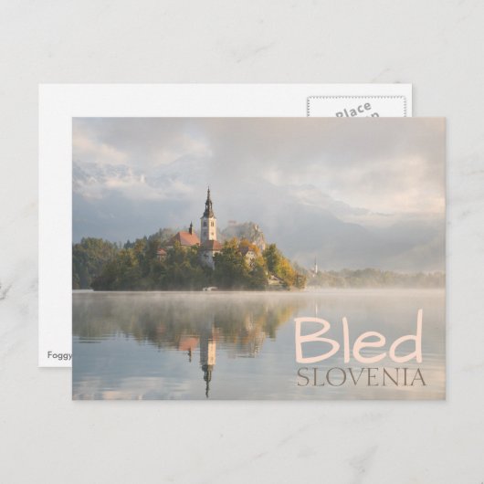 フォギーブリードレイクサンライズダブル文字ハガキ ポストカード (正面/裏面)