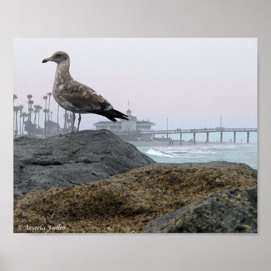 フォギーモーニングインニューポートビーチプリント ポスター (正面)