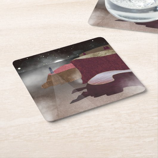 フォギーライトハウス スクエアペーパーコースター (アングル)