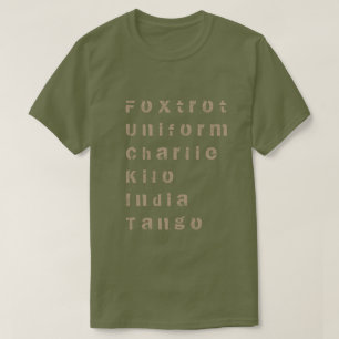 フォクストロット，ユニフォーム，シャルリー，キロ，インド，タンゴ Tシャツ