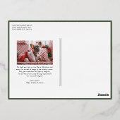 フォググリーンモダンゴールドフォイルフレームフォトクリスマス 箔シーズンポストカード (裏面)