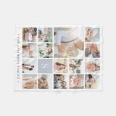 フォググレーモノグラムフォトコラージュ フリースブランケット (正面(横))