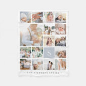 フォググレーモノグラムフォトコラージュ フリースブランケット (正面)