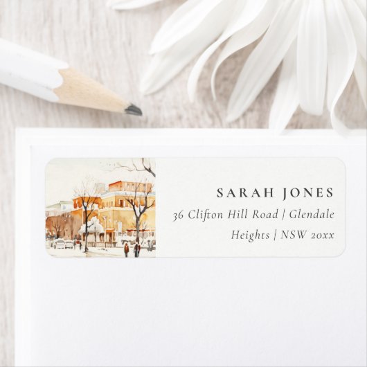 フォゴノースダコタ市の風景の水のカラーアドレス ラベル (インサイチュ)