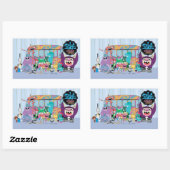 フォスターの故郷を思い浮かべる友達 |スクールバス 長方形シール (シート)