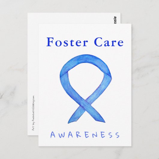 フォスター気にブルー認識度リボンカスタムポストカード ポストカード (正面/裏面)