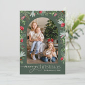 フォストエレガントグリーンボタニカルアーチメリークリスマス シーズンカード (スタンド正面)