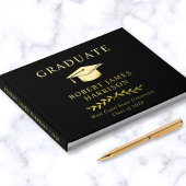 フォッエレガントトゴールドフォイルブラック卒業パーティー ゲストブック