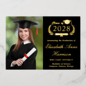 フォッエレガントトブラック卒業フォイル発表 箔招待状 (正面)