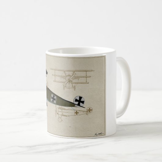 フォッカーDR 1の戦闘機WWIのコーヒー・マグ コーヒーマグカップ (正面右)