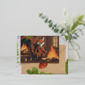 フォックスさんによるクリスマスの喜びの伝播 箔シーズンポストカード (立ち正面)