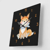 フォックスの壁時計を赤くした スクエア壁時計 (傾斜)