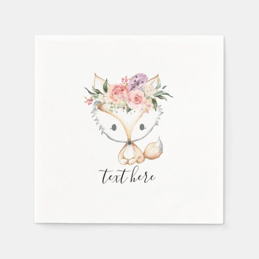 フォックスウッドランド、かわいい スタンダードカクテルナプキン (正面)