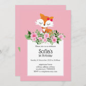 フォックスウッドランド、かわいい 招待状 (正面/裏面)