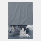 フォックスクラシッククリスマスの暗い冬のシーン キッチンタオル (縦)