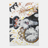 フォックステリア犬の明けましておめでとう キッチンタオル (縦)