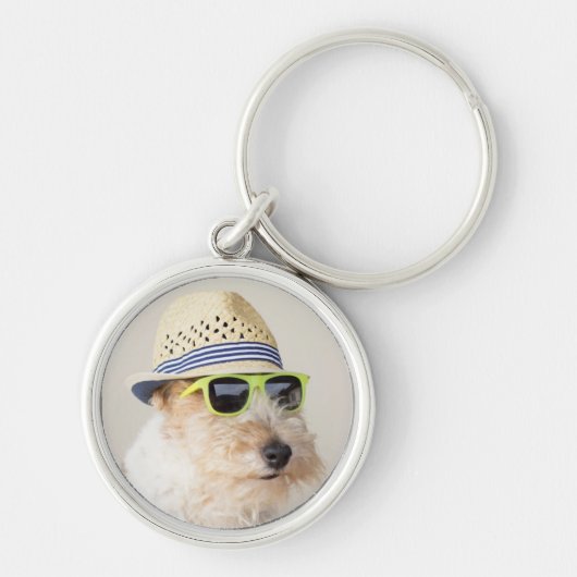 フォックステリア犬 キーホルダー (正面)