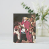 フォックスハウンズと女の子 – ヴィンテージアート – チャールズ理容師 ポストカード (スタンド正面)