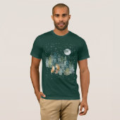 フォックスファミリーフォレスト満月雪景色 Tシャツ (正面フル)