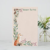 フォックスフォックスフォレストクリスマス8.5インチl x 5.5インチw文房具 便箋 (スタンド正面)