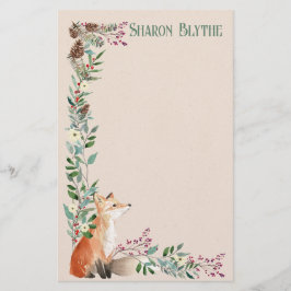 フォックスフォックスフォレストクリスマス8.5インチl x 5.5インチw文房具 便箋