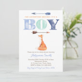 フォックスベビーシャワー招待状、男の子秋ベビーふりかける 招待状 (スタンド正面)