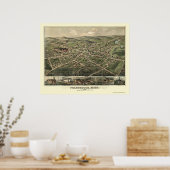 フォックスボロー、MAパノラママップ – 1879 ポスター (キッチン)