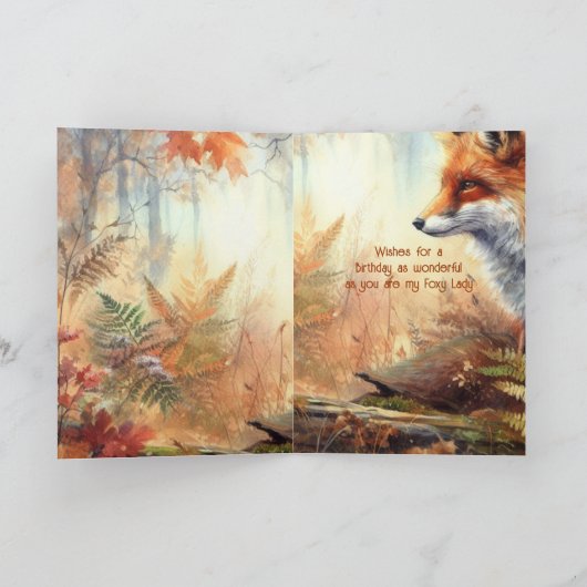 フォックスレディ動物の野生動物のおもしろい誕生日自然 カード (内部)