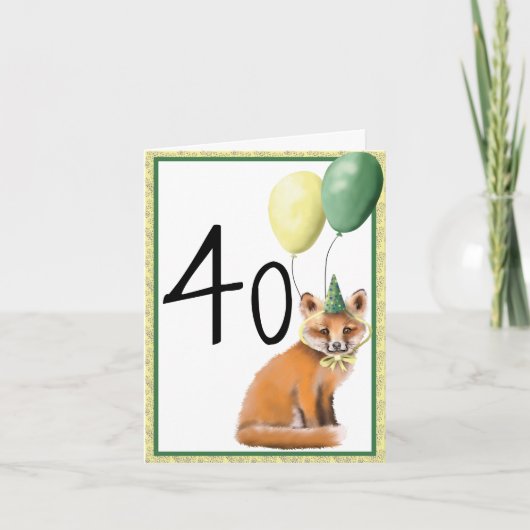 フォックス40誕生日折り畳みグリーティングカード カード (正面)